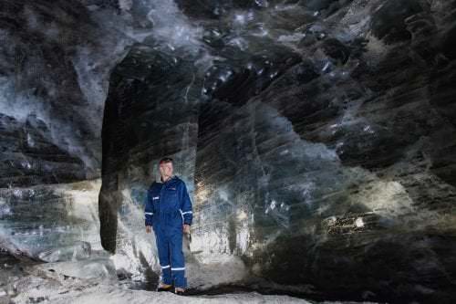 Man in Ice Cave