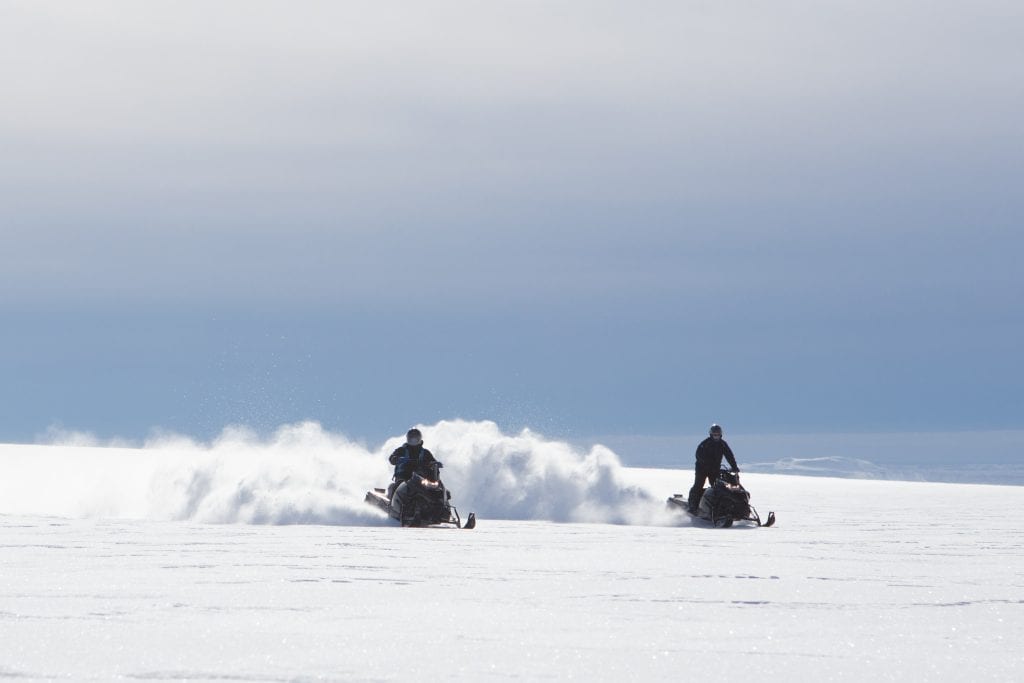 Racing across the glacier